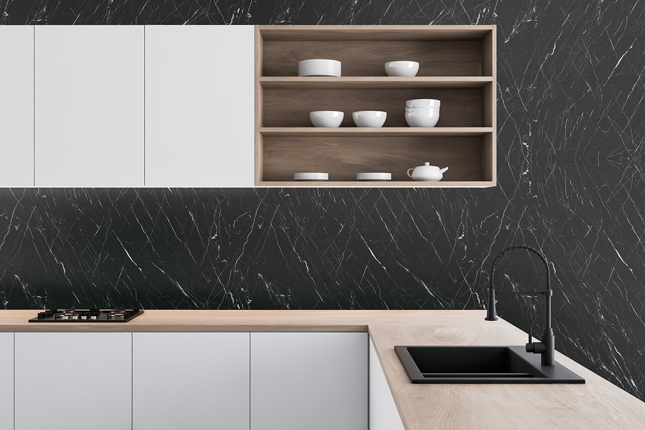 Mat ash black marble