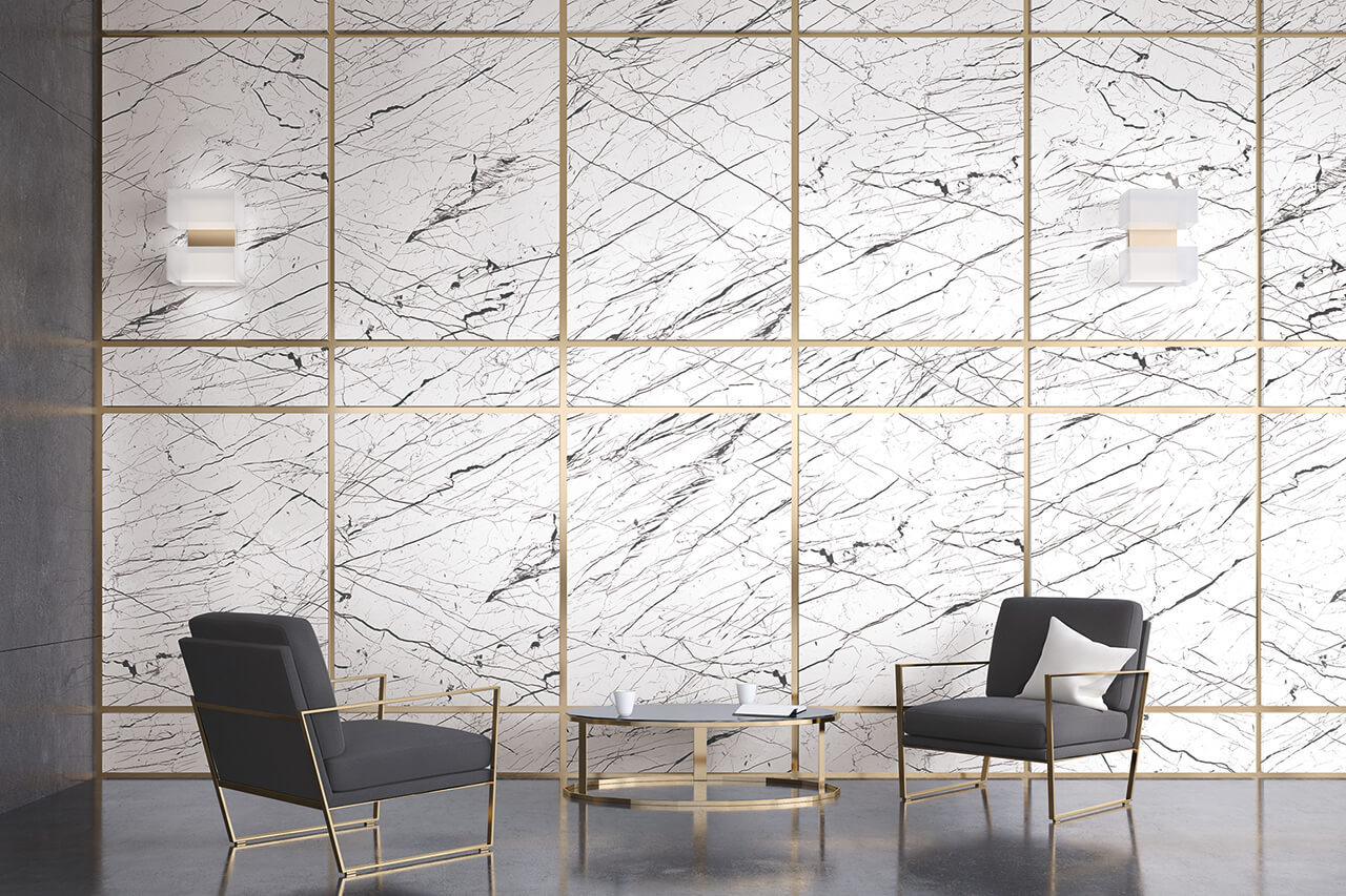 Black stripes white marble